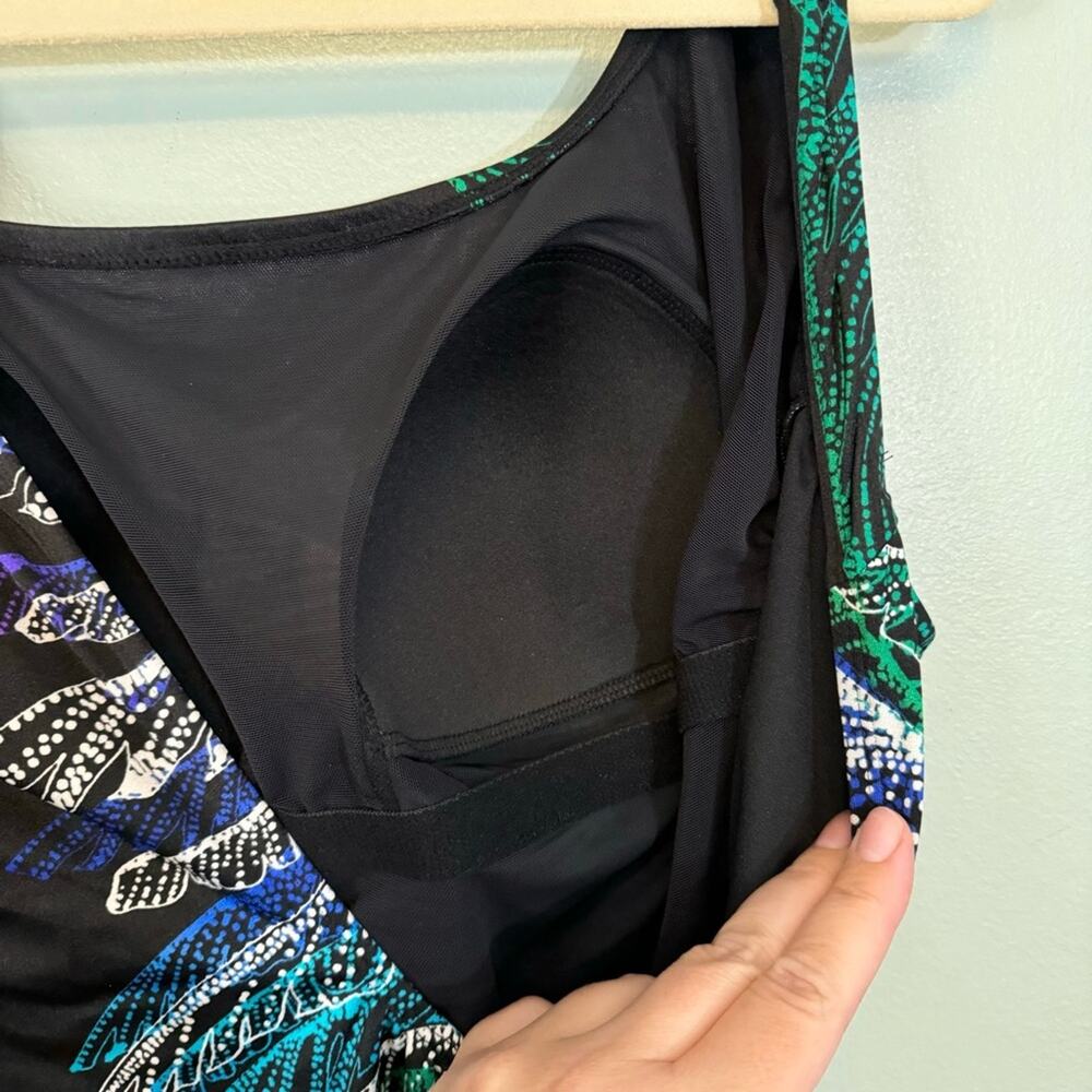 Swim Solutions Women's Black Firework Pull On One-Piece Swimsuit Size 14 NWT - Picture 4 of 11